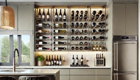 Modern Kitchen with A Wine Rack Installed